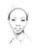 Minimalist Portrait of a Woman's Youthful Face with Subtle Smile Printable Art