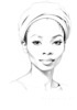 Minimalist Portrait of a Woman's Youthful Face with Subtle Smile Printable Art