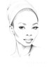 Minimalist Portrait of a Woman's Youthful Face with Subtle Smile Printable Art