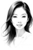 Minimalist Portrait of a Woman's Youthful Face with Subtle Smile Printable Art