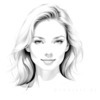 Minimalist Portrait of a Woman's Youthful Face with Subtle Smile Printable Art