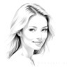 Minimalist Portrait of a Woman's Youthful Face with Subtle Smile Printable Art