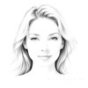 Minimalist Portrait of a Woman's Youthful Face with Subtle Smile Printable Art