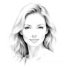 Minimalist Portrait of a Woman's Youthful Face with Subtle Smile Printable Art