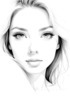 Minimalist Art Print of a Woman's Serene Gaze with Delicate Eyelashes