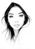 Minimalist Art Print of a Woman's Serene Gaze with Delicate Eyelashes