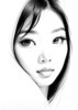 Minimalist Art Print of a Woman's Serene Gaze with Delicate Eyelashes