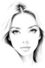 Minimalist Art Print of a Woman's Serene Gaze with Delicate Eyelashes