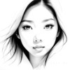 Minimalist Art Print of a Woman's Serene Gaze with Delicate Eyelashes