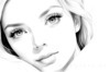 Minimalist Art Print of a Woman's Serene Gaze with Delicate Eyelashes