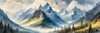 Printable Misty Mountains with Clouds Flowing Art Image