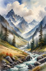 Printable Misty Mountains with Clouds Flowing Art Image