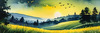 Quiet Meadow Under Moonlight with Fireflies Dance Landscape Print