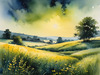 Quiet Meadow Under Moonlight with Fireflies Dance Landscape Print