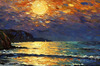 Printable Impressionistic Art of Moonlight on Sea with Distant Islands