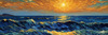 Printable Impressionistic Art of Moonlight on Sea with Distant Islands