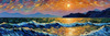 Printable Impressionistic Art of Moonlight on Sea with Distant Islands
