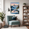 Mountain Lake Sunrise Living Room Demo