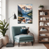 Mountain Lake Sunrise Living Room Demo