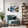 Mountain Lake Sunrise Living Room Demo