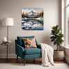 Mountain Lake Sunrise Living Room Demo