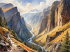 Printable Art of Realistic Mountain Gorges and Peaks Landscape