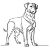 Minimalist Line Art of Powerful Rottweiler Stance