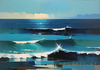Minimalist Seascape Art Print of Ocean Depths in Dark Blues and Blacks