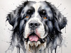Abstract Art Print of a Gentle Newfoundland Dog