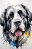 Abstract Art Print of a Gentle Newfoundland Dog