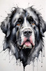 Abstract Art Print of a Gentle Newfoundland Dog