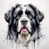Abstract Art Print of a Gentle Newfoundland Dog