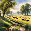 Open Plains with Grazing Herd and Dynamic Cloud Shadows