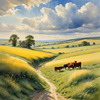 Open Plains with Grazing Herd and Dynamic Cloud Shadows