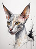 Abstract Sketch of Oriental Shorthair Cat's Face with Slender Neck and Pointed Ears