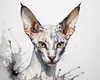 Abstract Sketch of Oriental Shorthair Cat's Face with Slender Neck and Pointed Ears