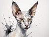 Abstract Sketch of Oriental Shorthair Cat's Face with Slender Neck and Pointed Ears