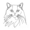 Minimalist Line Drawing of Persian Cat Looking at Viewer