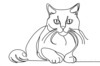 Minimalist Line Drawing of Persian Cat Looking at Viewer
