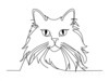 Minimalist Line Drawing of Persian Cat Looking at Viewer