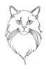 Minimalist Line Drawing of Persian Cat Looking at Viewer