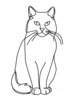 Minimalist Line Drawing of Persian Cat Looking at Viewer