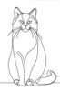 Minimalist Line Drawing of Persian Cat Looking at Viewer