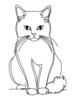 Minimalist Line Drawing of Persian Cat Looking at Viewer