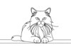 Minimalist Line Drawing of Persian Cat Looking at Viewer