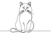 Minimalist Line Drawing of Persian Cat Looking at Viewer