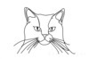 Minimalist Line Drawing of Persian Cat Looking at Viewer