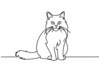 Minimalist Line Drawing of Persian Cat Looking at Viewer