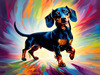 Playful Dachshund Art Print with Transforming Shadow into Stretched Toys