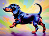 Playful Dachshund Art Print with Transforming Shadow into Stretched Toys